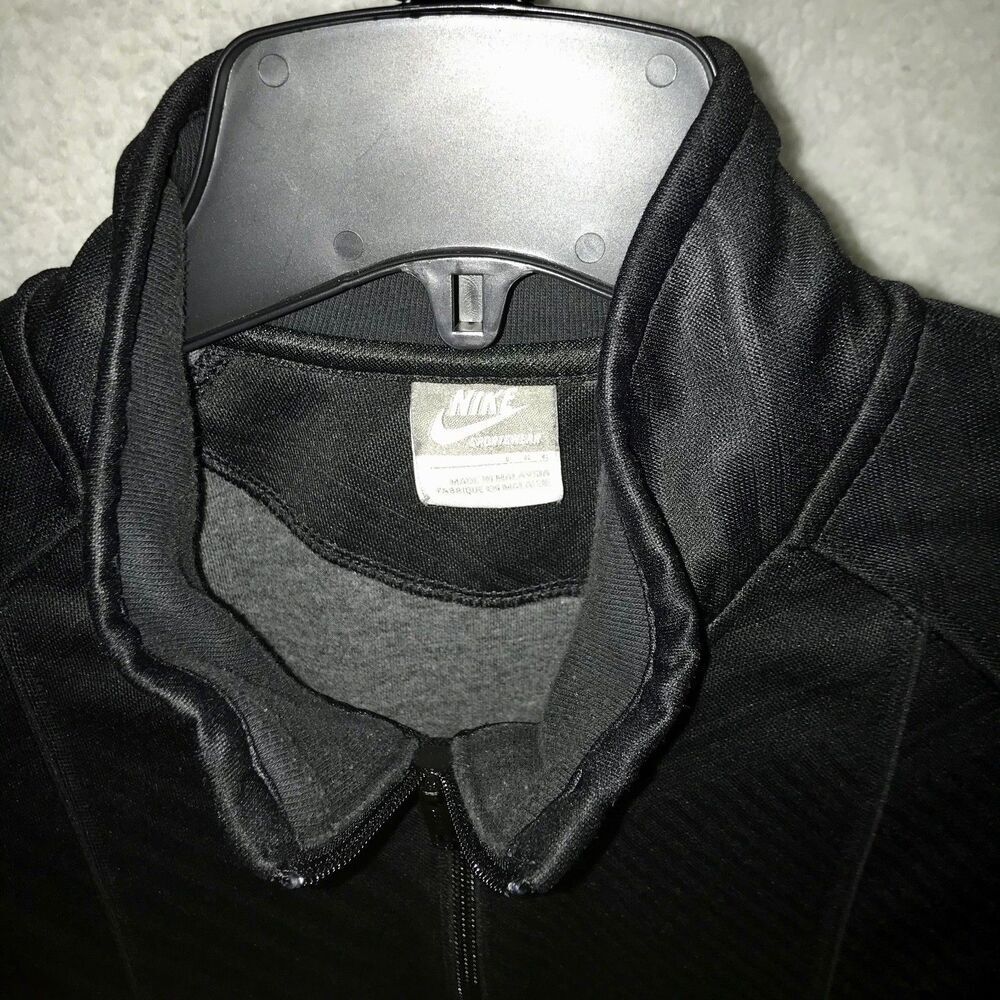 Nike Vintage Black Track Jacket Sweater Basketball Soccer Soft Geometric Large - Picture 9 of 10